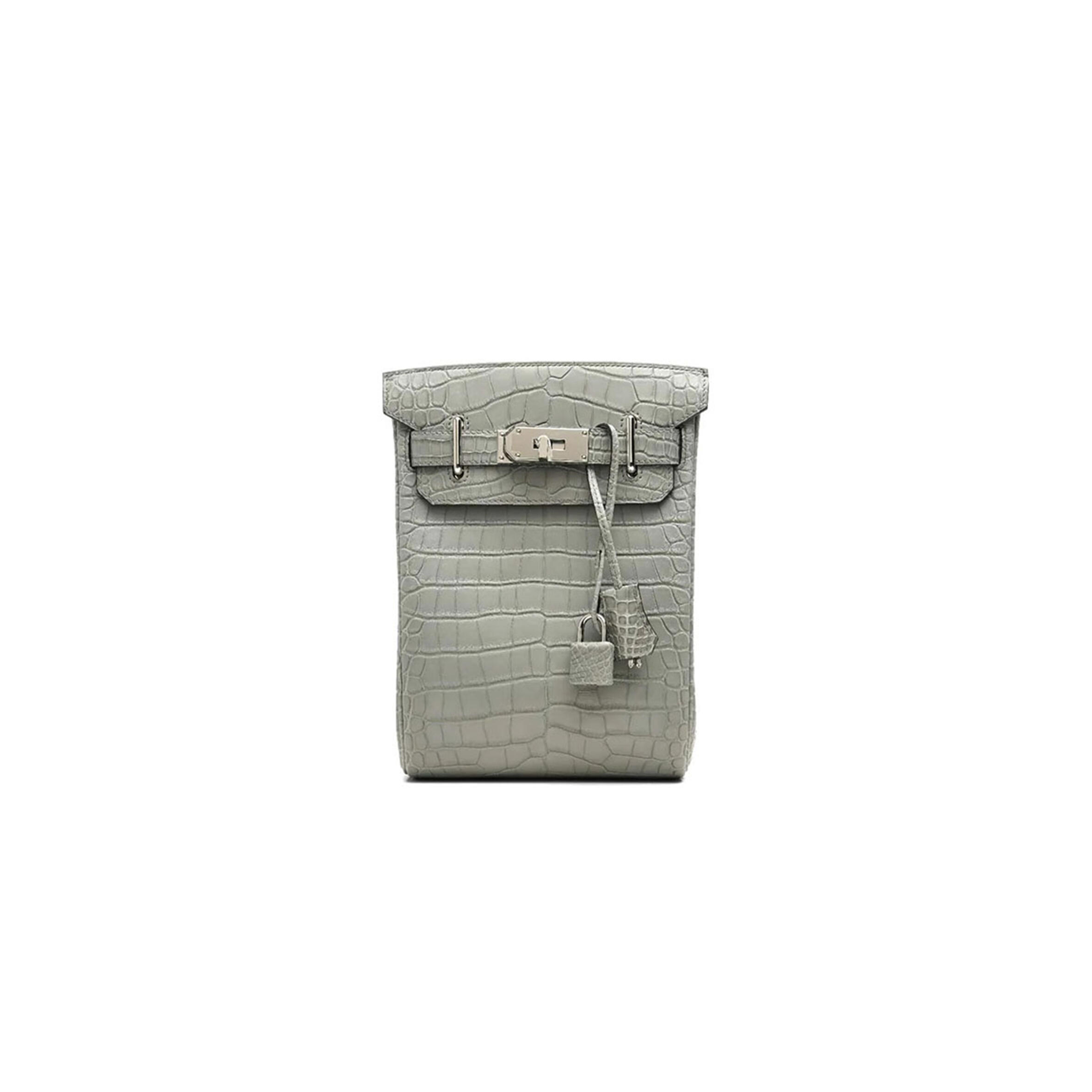 H**mes MASTER HAC A DOS PM BACKPACK IN GRIS CIMENT ALLIGATOR (26*17*8cm)